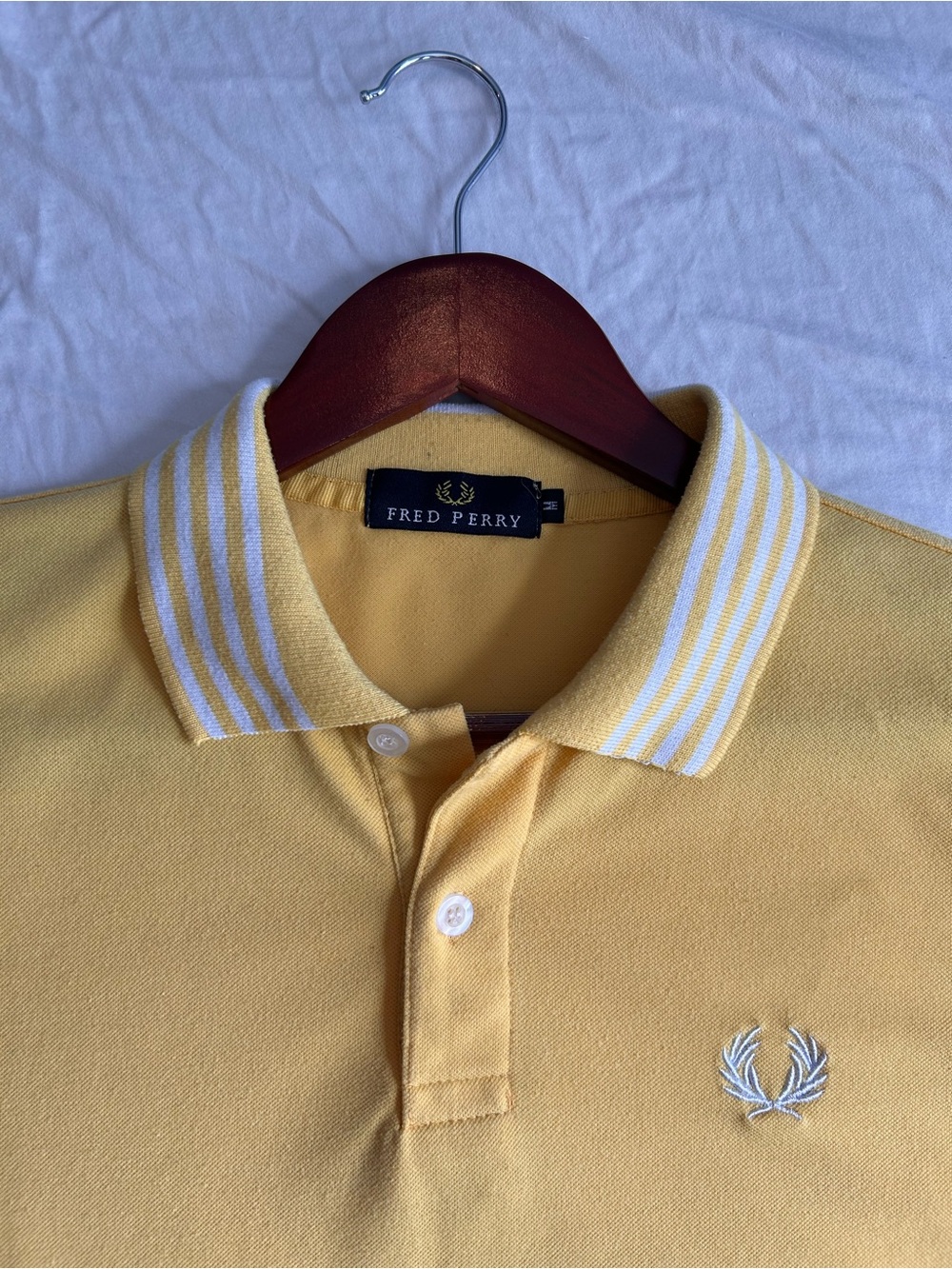 Fred Perry Yellow Polo with White-Striped Collar